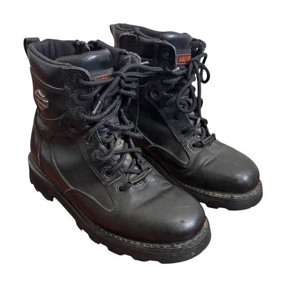Harley Davidson Motorcycle Boots Sz 8 Gorpcore Leather Rugged Riding Biker Black